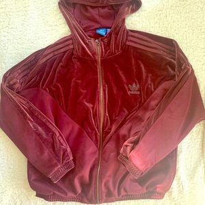 Dark purple velour adidas track jacket